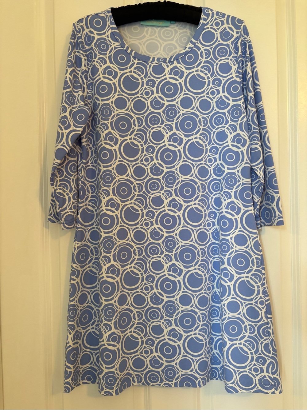 Anthony’s - Women’s Periwinkle Blue & White Circle-Print Dress. Size S